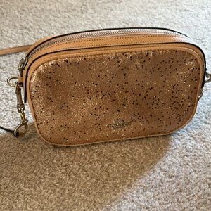 Authentic Coach sparkle crossbody bag in tan